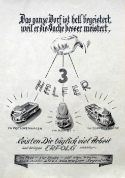 Volkswagen T1 Transporter Modelprogram 1958 "3 Helfer" Carbrochure (4365)